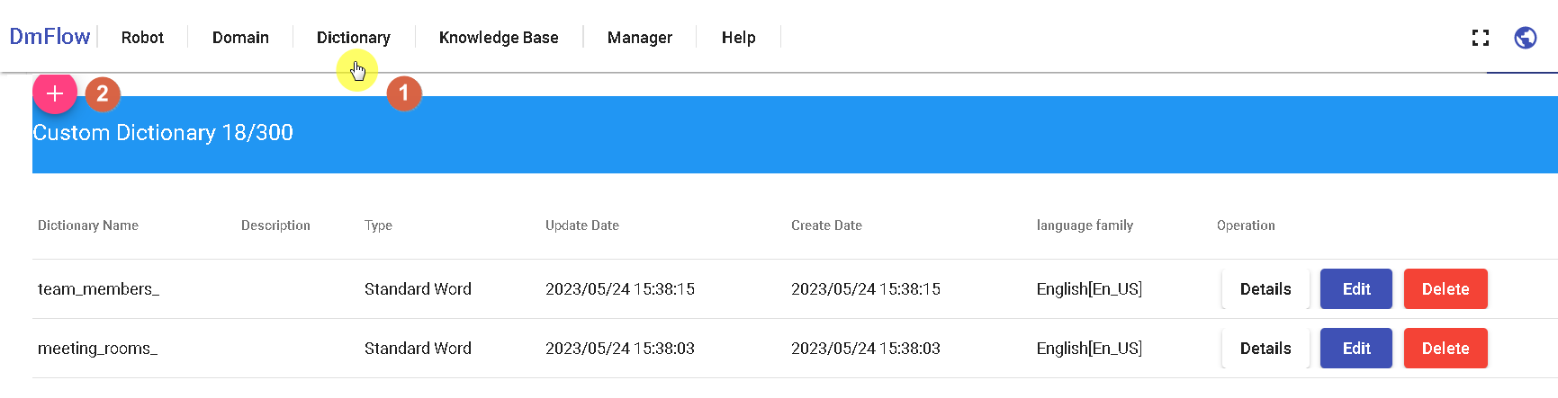 DMflow Intent Example-Building Requirement Dictionaries