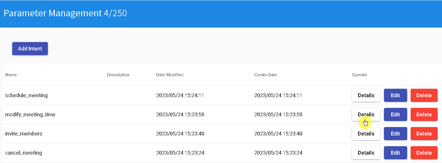 DMflow Intent Example-Modify Meeting Time